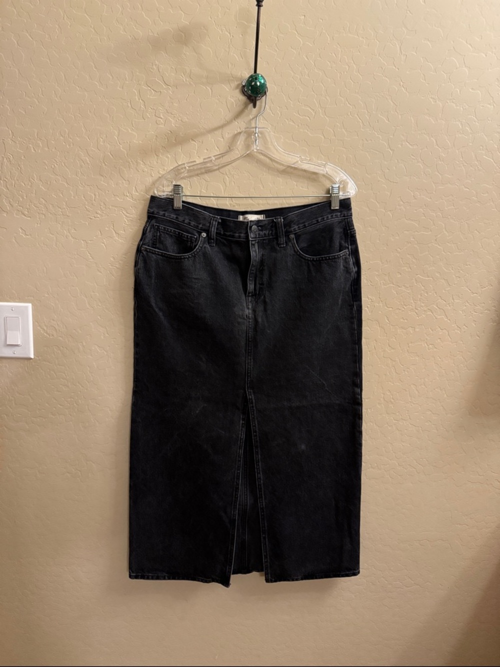 Madewell Black Denim Skirt with Subtle Fading